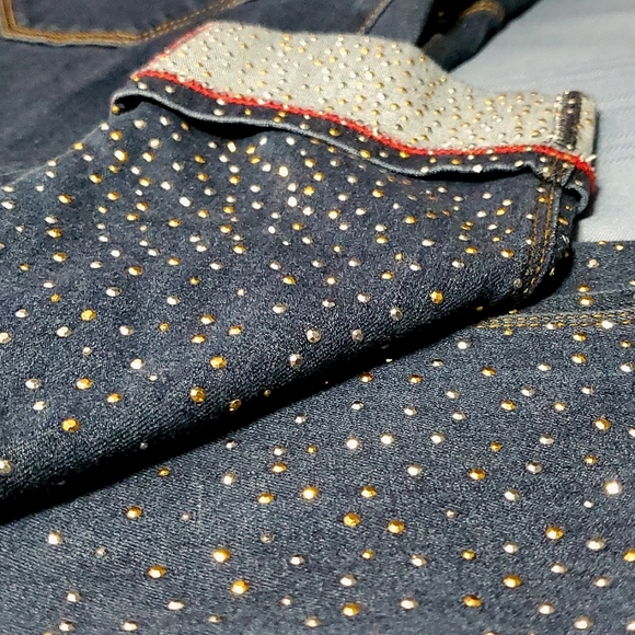 Nygard Luxe Denim Leggings w/ Rhinestone Fade Cuffed Bottoms - Size Small 6-8 - Picture 5 of 14